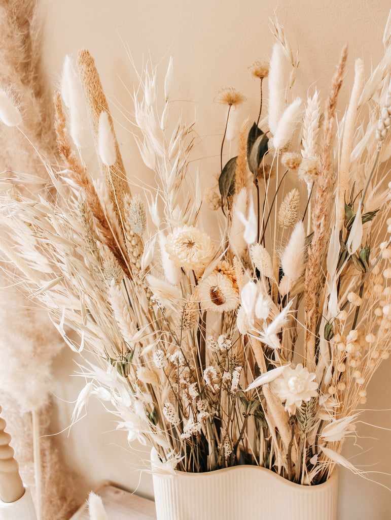 Droogboeket Nature’s Neutrals - Droogbloemen boeket Groen / Wit / Beige - Droogboeketten