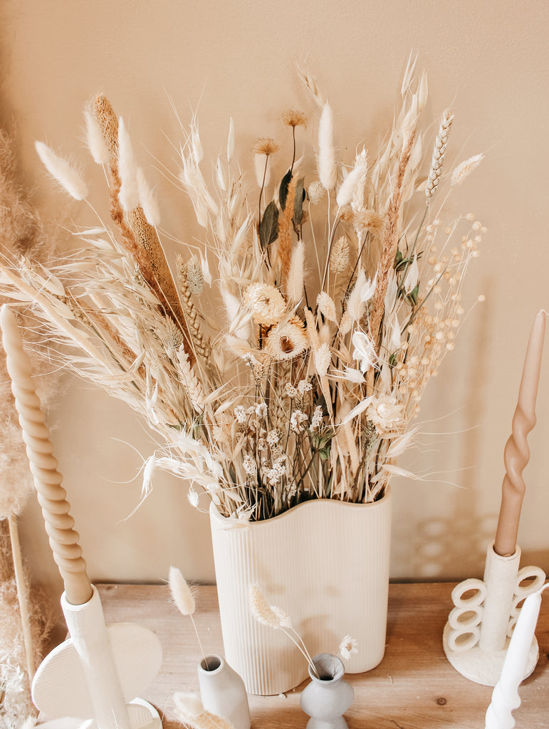 Droogboeket Nature’s Neutrals - Droogbloemen boeket Groen / Wit / Beige - Droogboeketten