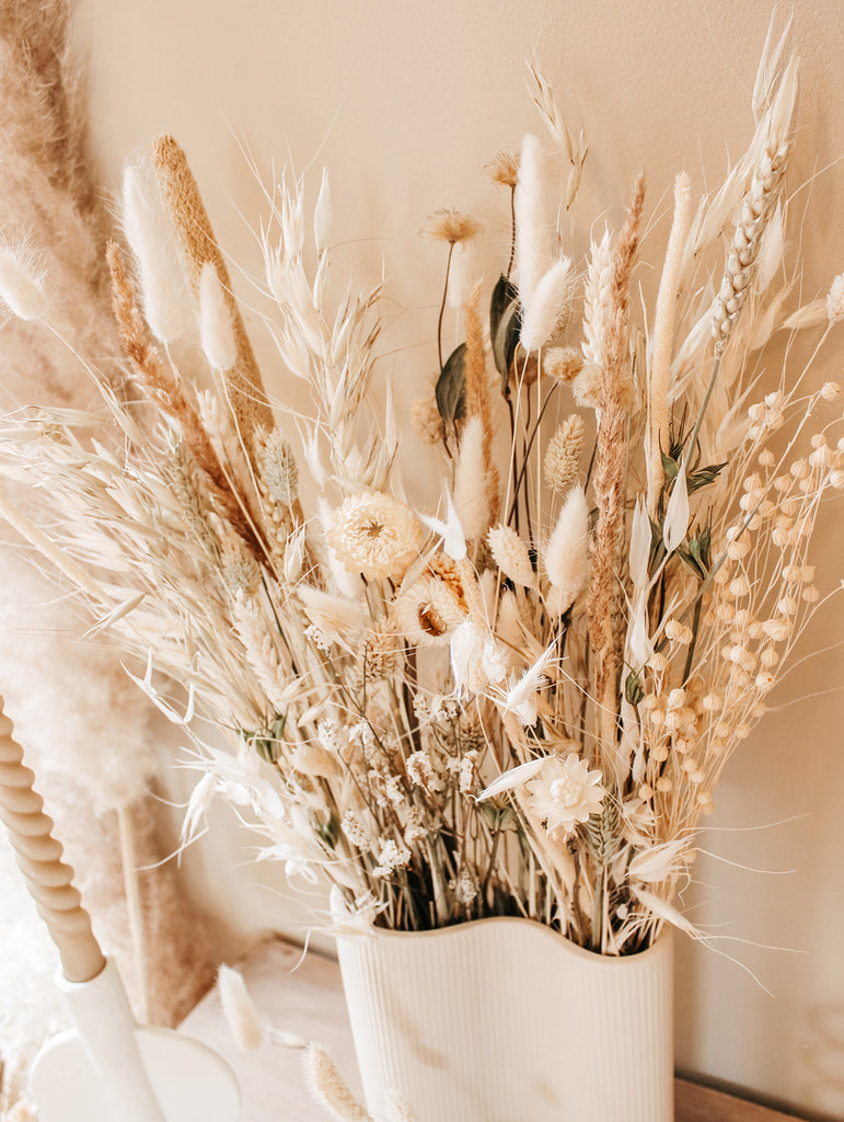 Droogboeket Nature’s Neutrals - Droogbloemen boeket Groen / Wit / Beige - Droogboeketten