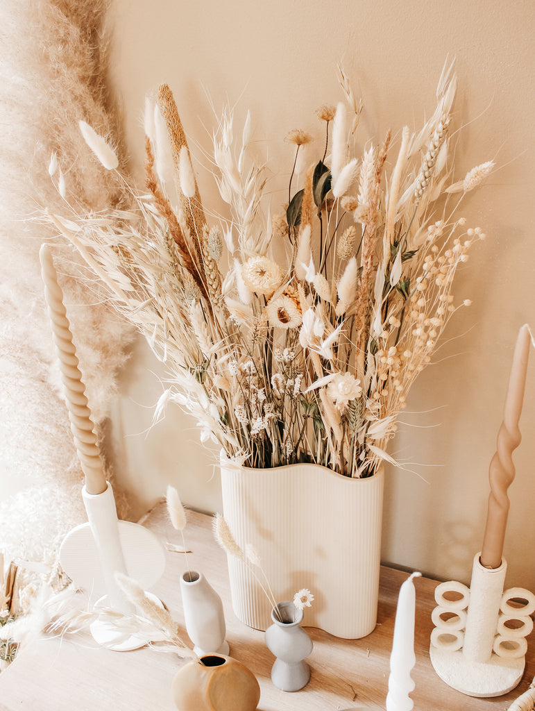 Droogboeket Nature’s neutrals - Droogbloemen boeket wit beige groen