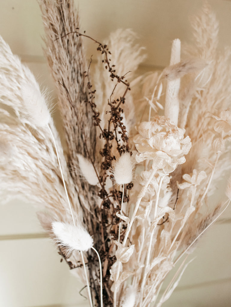 Droogbloemen boeket enstijl - Neutrals boeket - Witte pampas pluimen - Droogboeketten