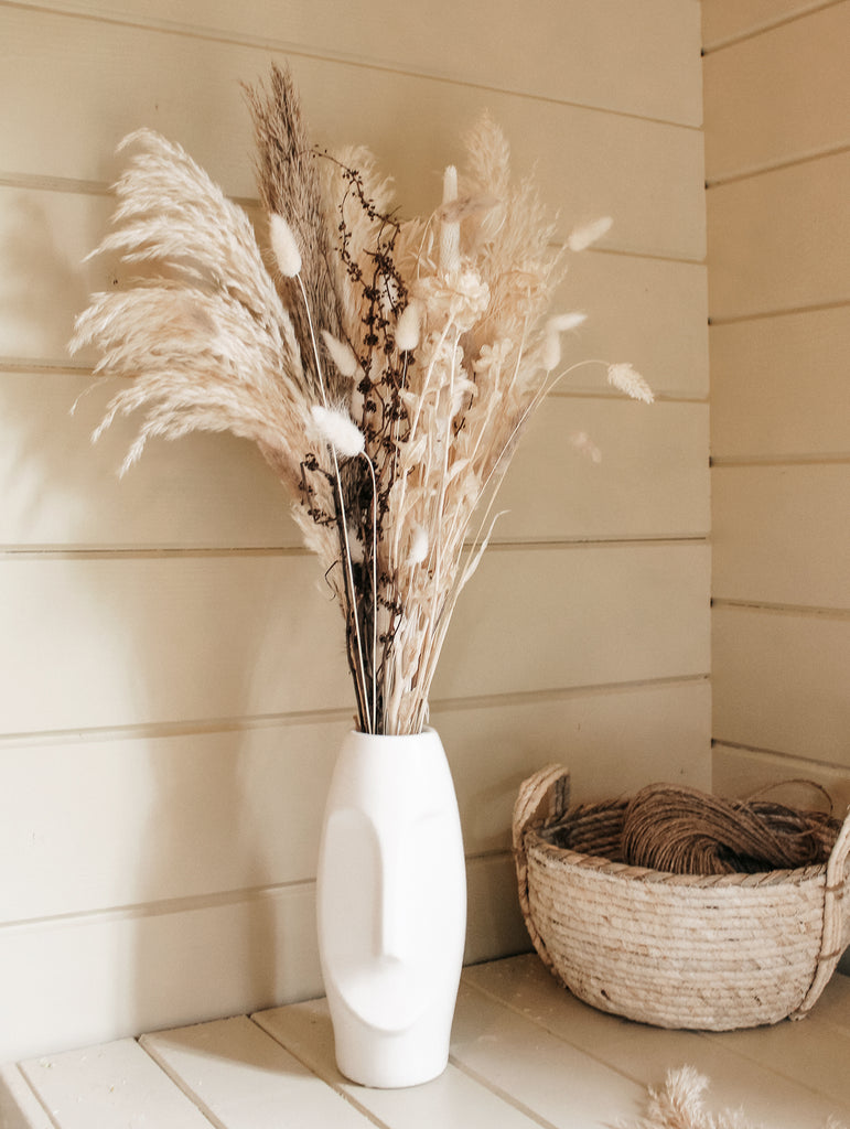 Droogbloemen boeket enstijl - Neutrals boeket - Witte pampas pluimen - Droogboeketten