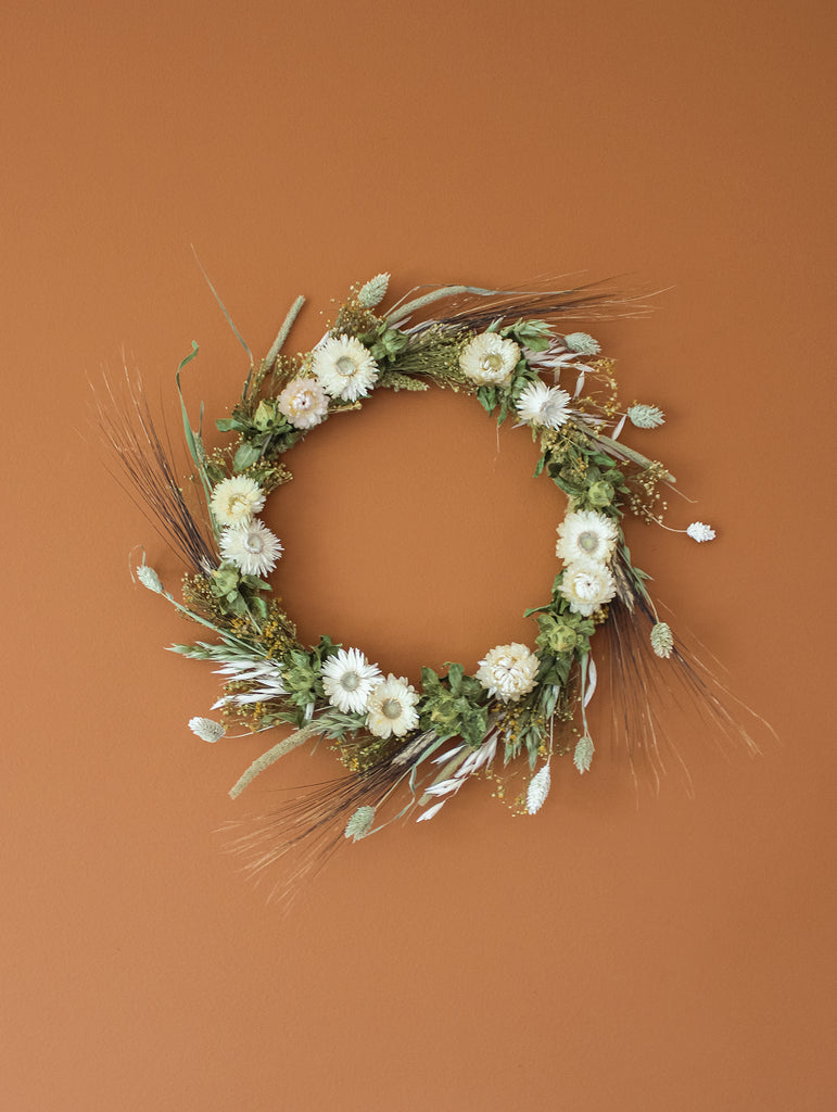 Gedroogde bloemenkrans Angel white - Droogbloemen kransen - Flowers to stay