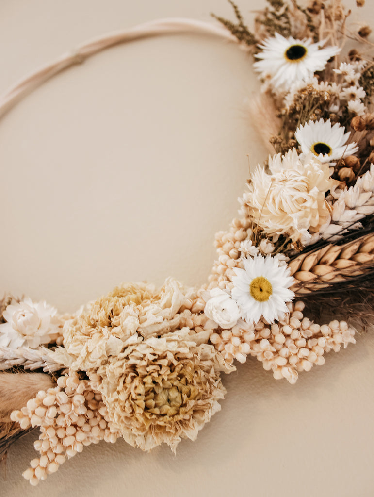 Gedroogde bloemenkrans Neutral Wood - Droogbloemen kransen - Beige - Flowers to stay