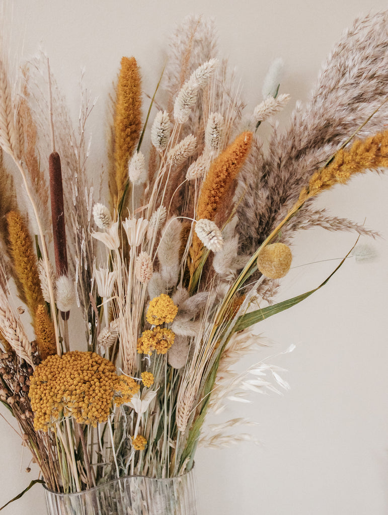 Droogbloemen boeket geel