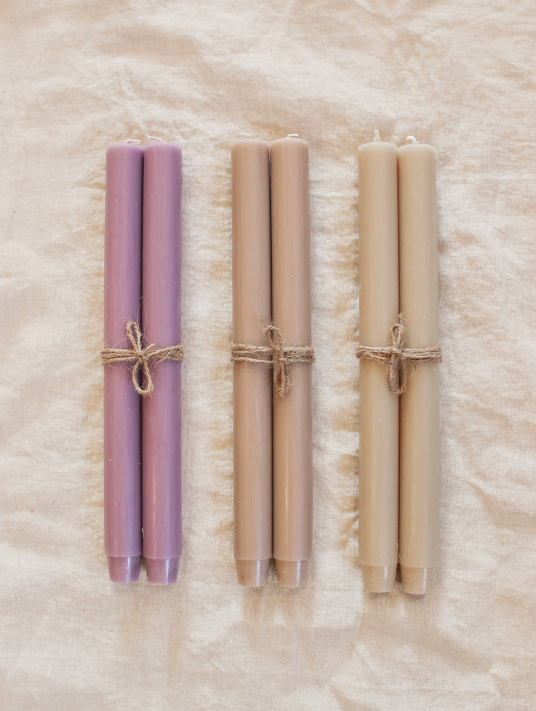 Set van 2 kaarsen XL - Beige, paars, nude - Woonaccessoires 