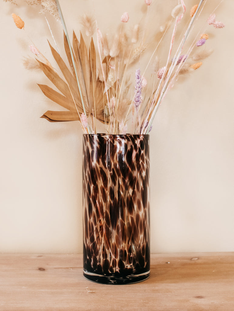 Glazen vaas met luipaard print Selin